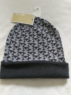 Michael Kors Winter Hat Gray MK Initial New